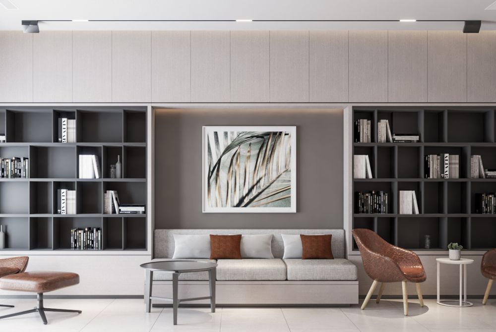 Nội thất phòng thư viện nhà phố  31m2