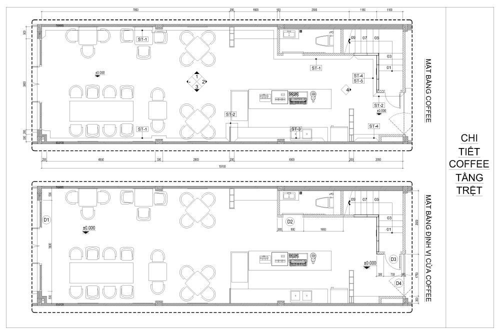 Hồ sơ thiết kế nội thất quán coffee 75 m2