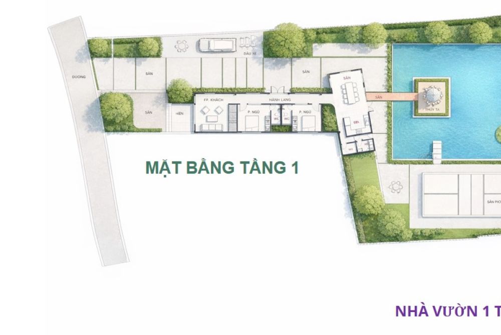 Biệt thự một tầng Long An 1.200 m2