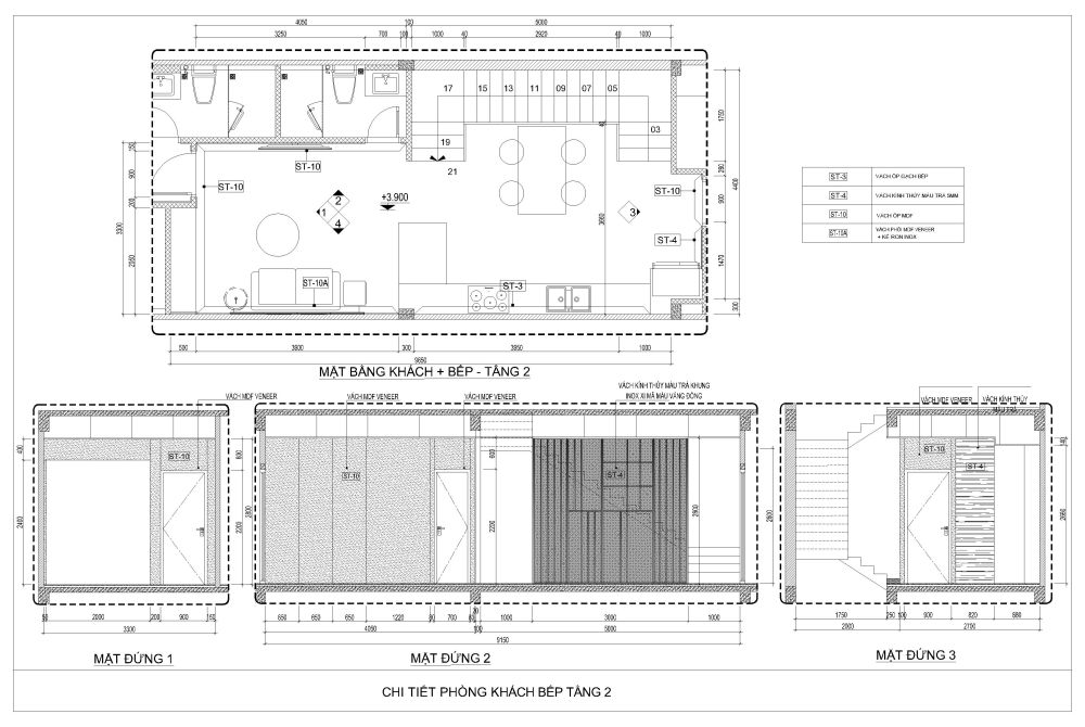 Nội thất phòng khách - phòng bếp 45m2